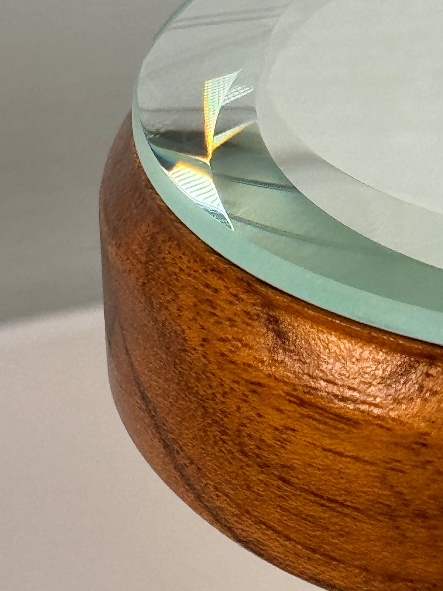 Mirrored Stand for figurines or gems. Figured wood.