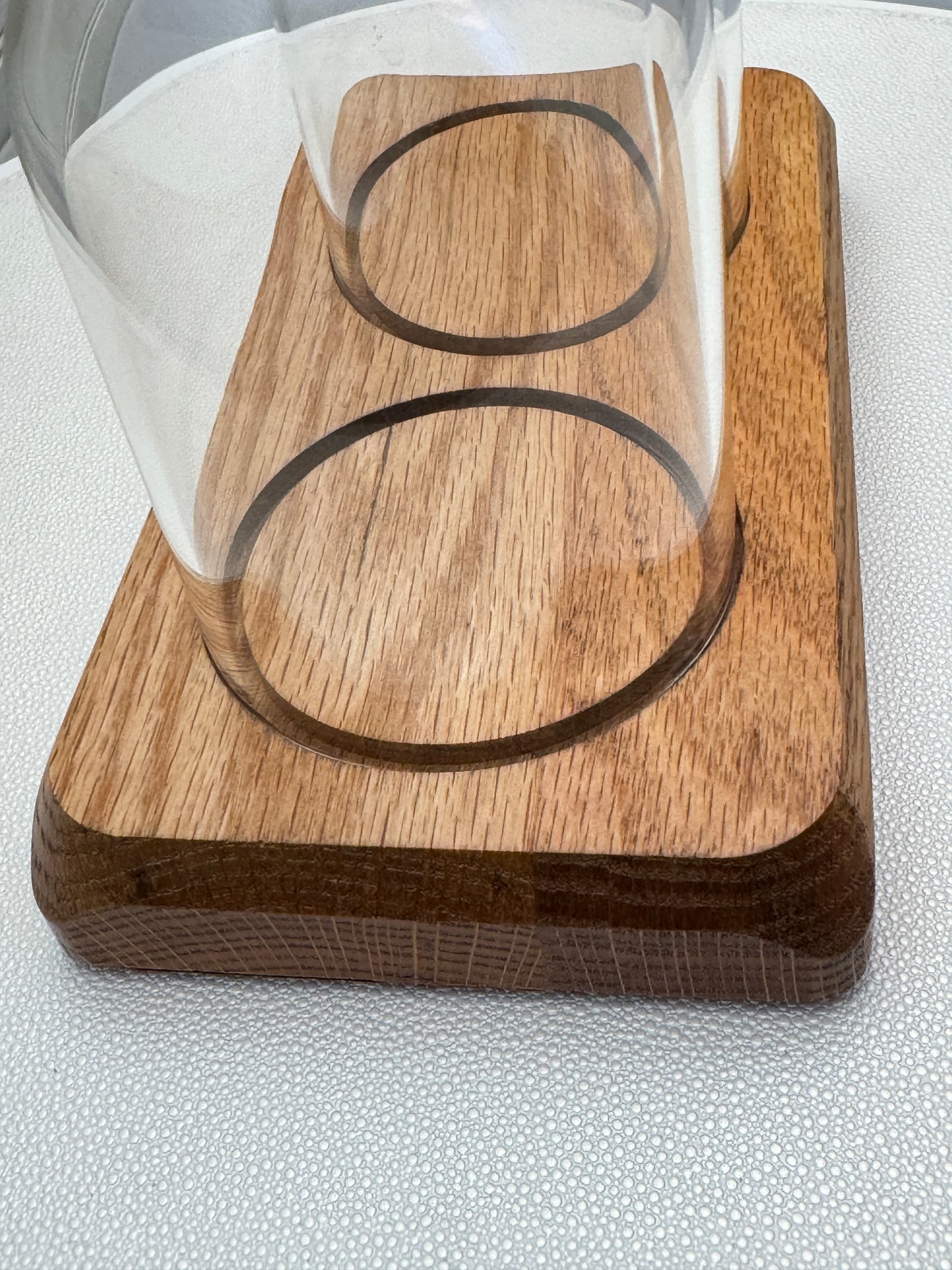 Oak Display with 2 glass domes