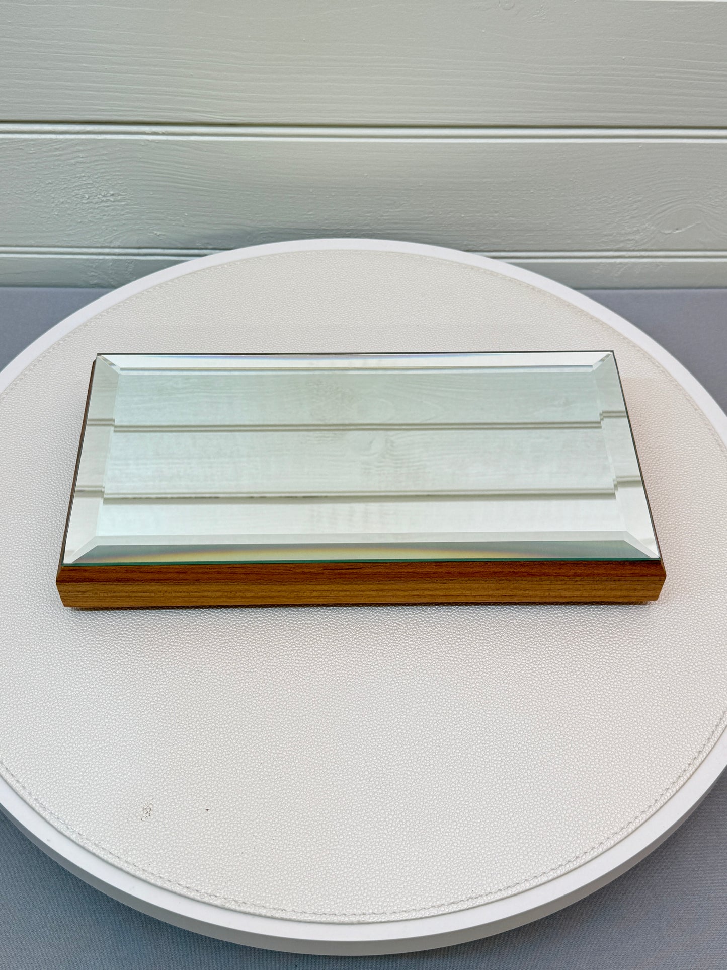 Mirrored Stand Large for figurines or gems. Figured wood.