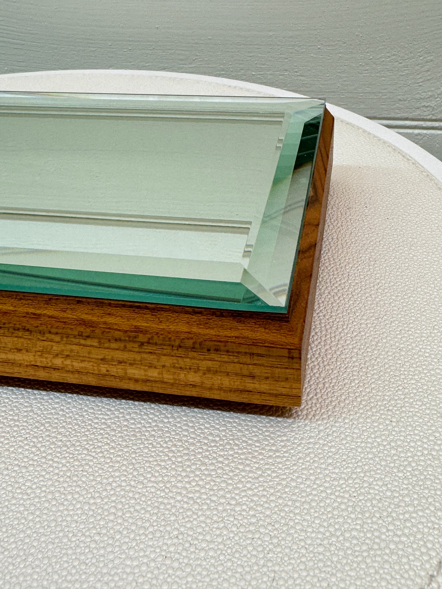 Mirrored Stand Large for figurines or gems. Figured wood.