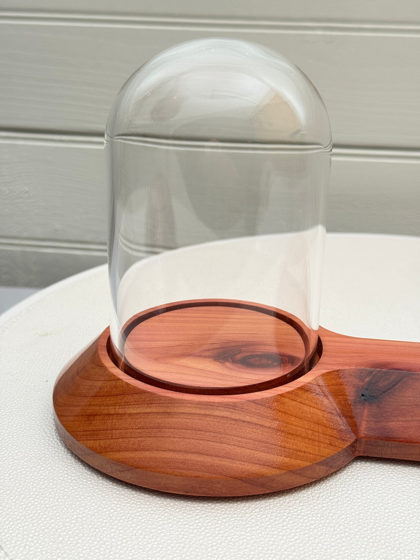 Cedar Showcase Display with 2 glass domes