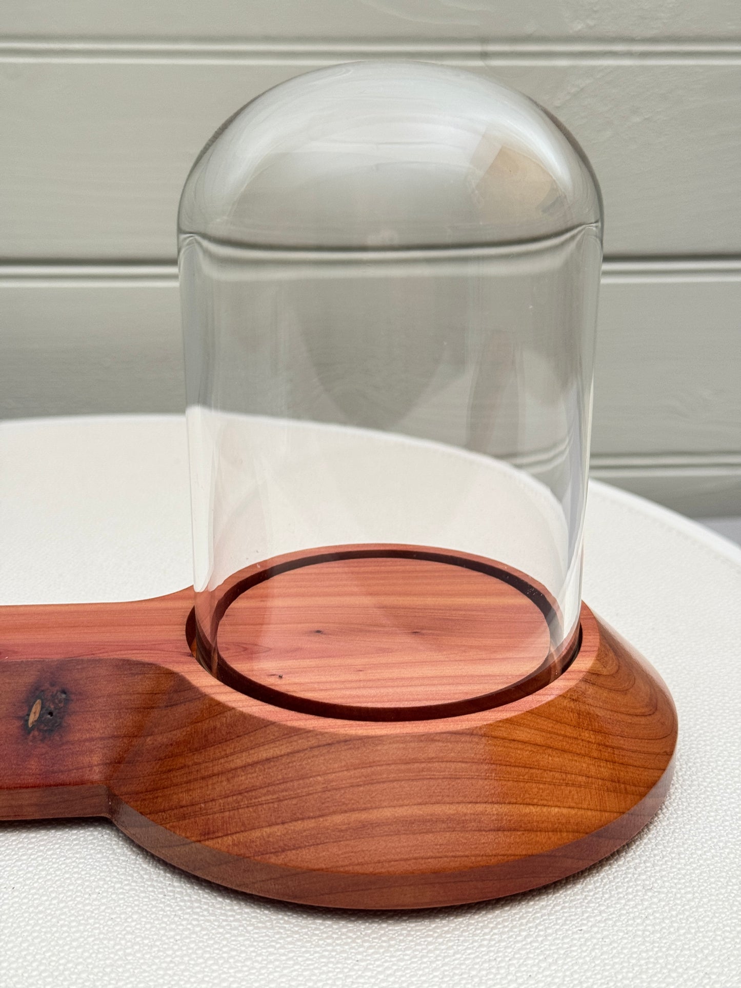 Cedar Showcase Display with 2 glass domes