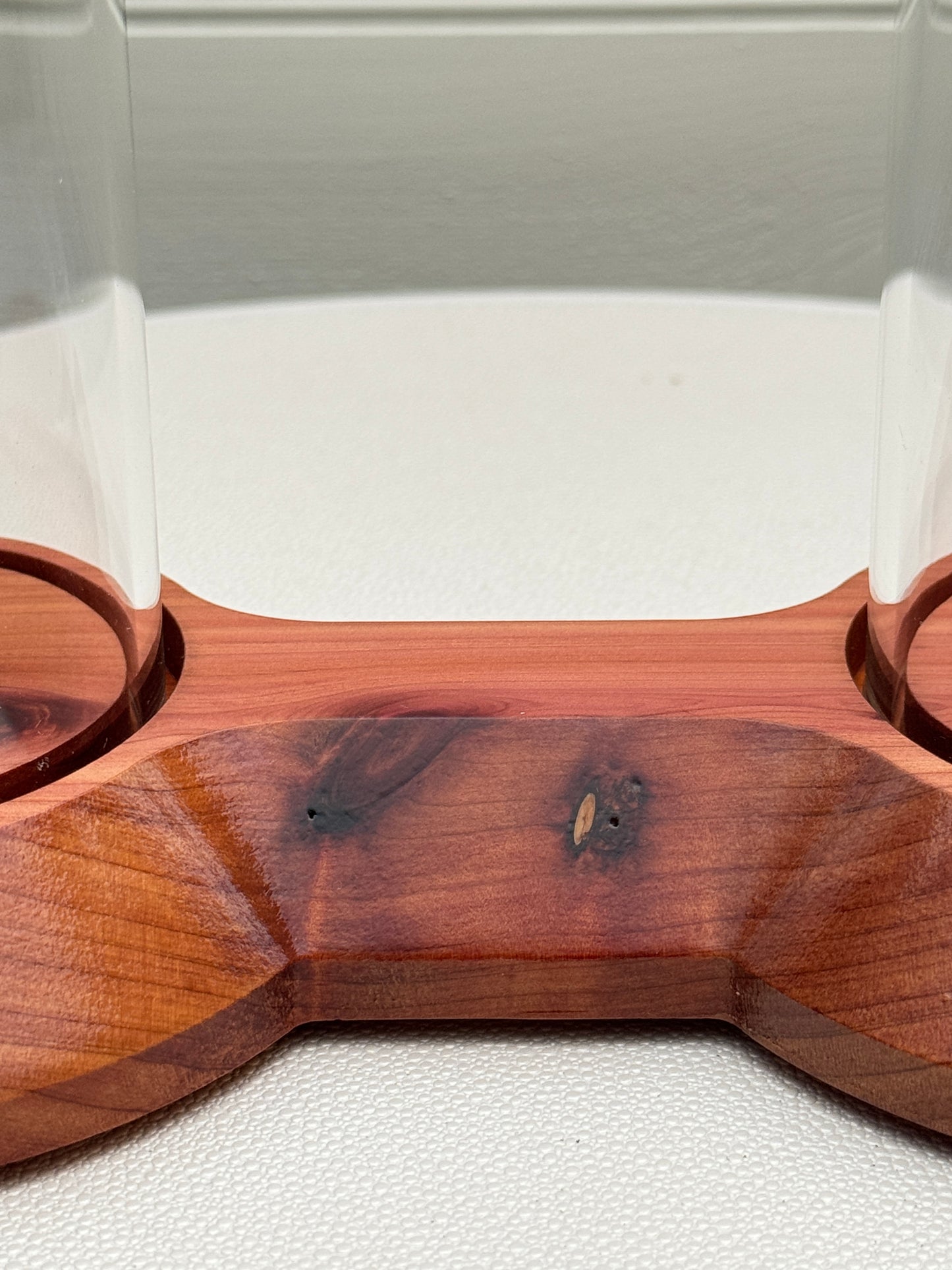 Cedar Showcase Display with 2 glass domes
