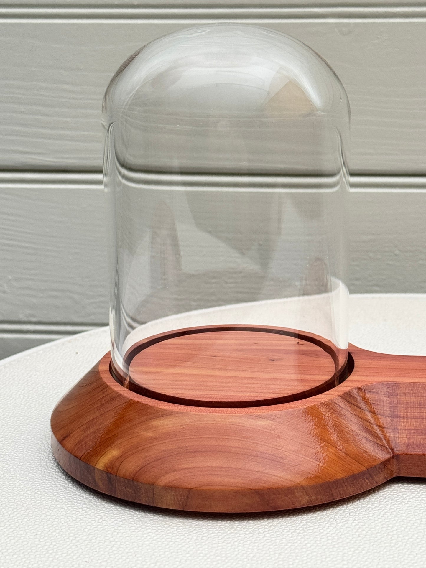 Cedar Showcase Display with 2 glass domes