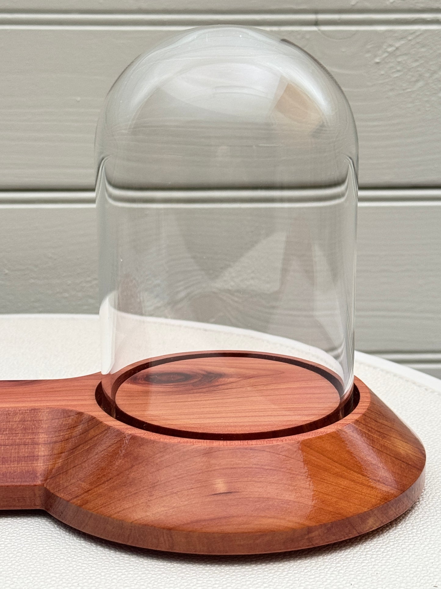 Cedar Showcase Display with 2 glass domes