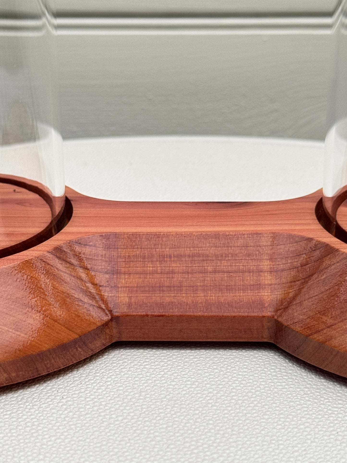 Cedar Showcase Display with 2 glass domes