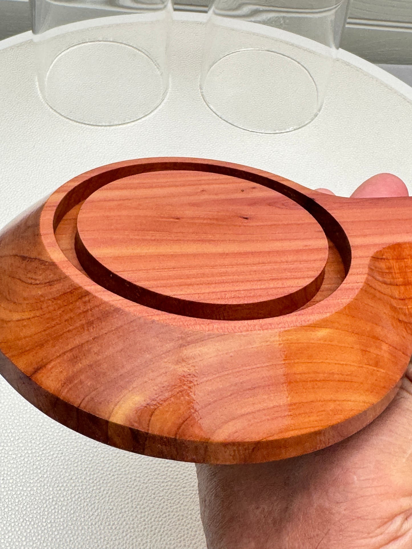 Cedar Showcase Display with 2 glass domes