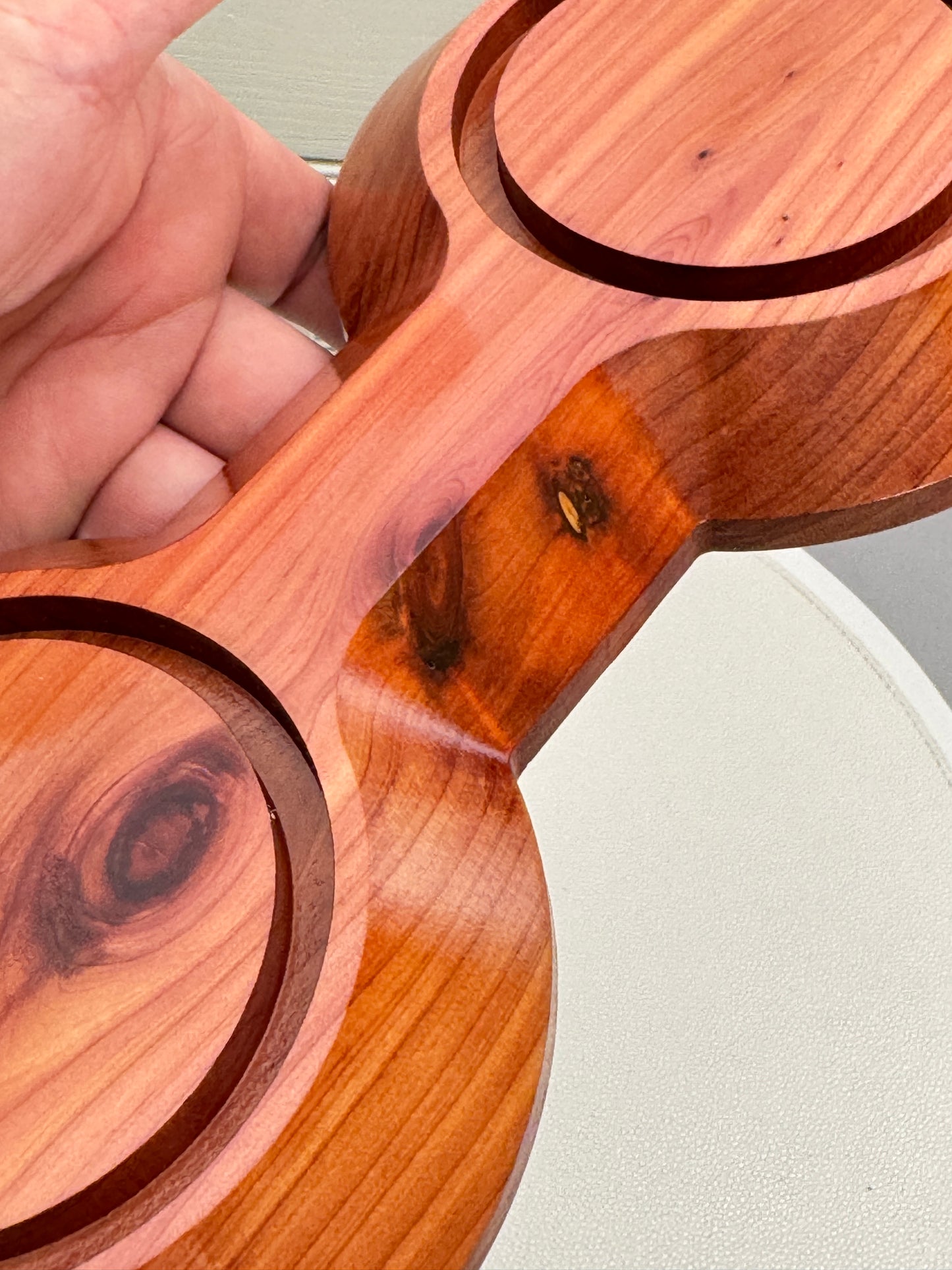 Cedar Showcase Display with 2 glass domes