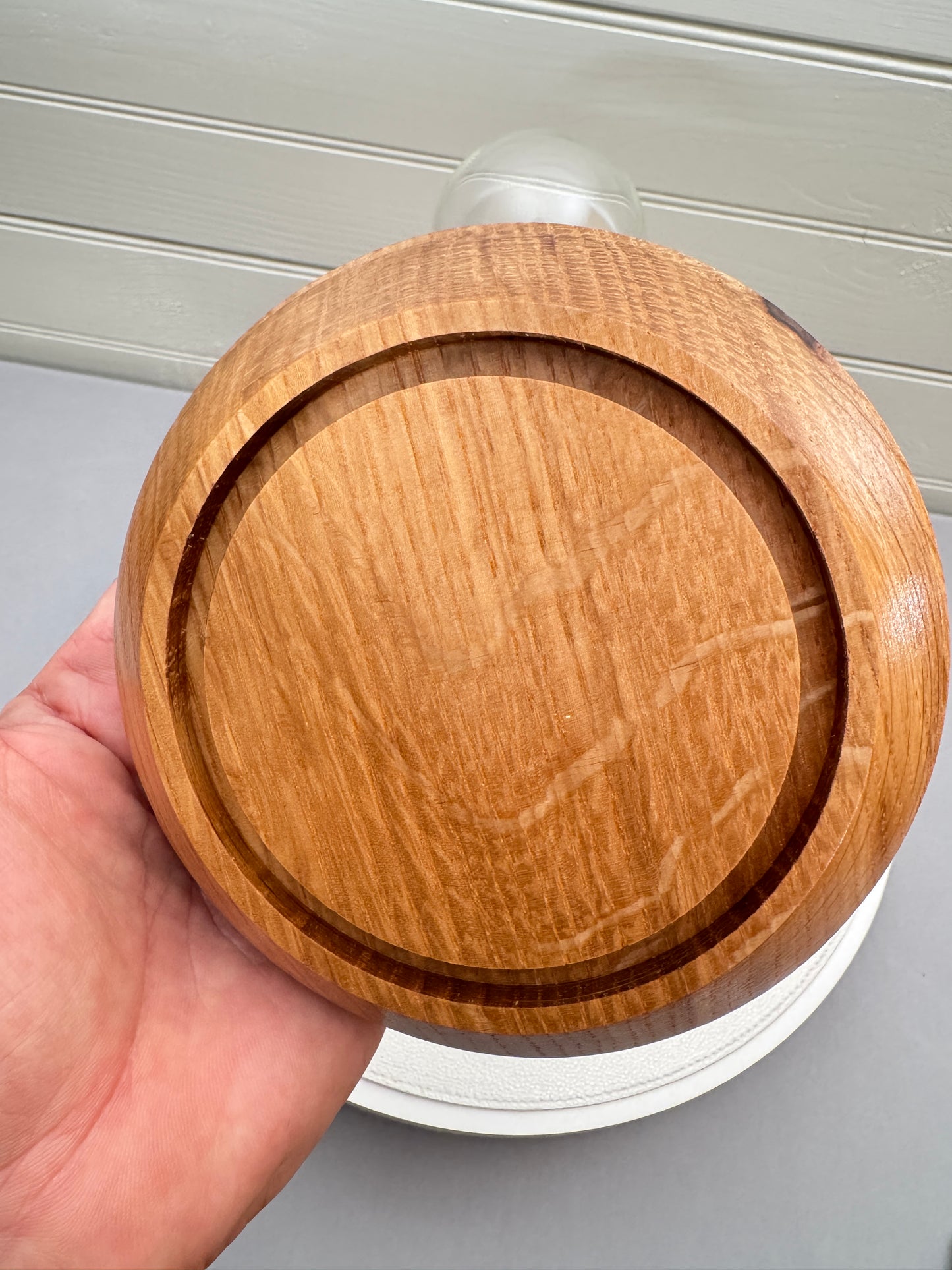 Oak Showcase Display with Glass Dome
