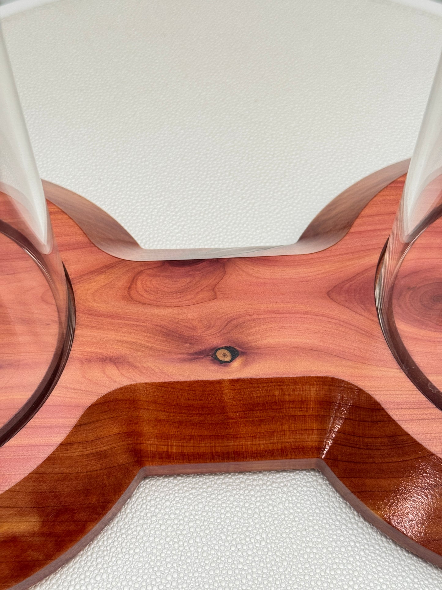 Large Cedar Showcase Display with 2 glass domes