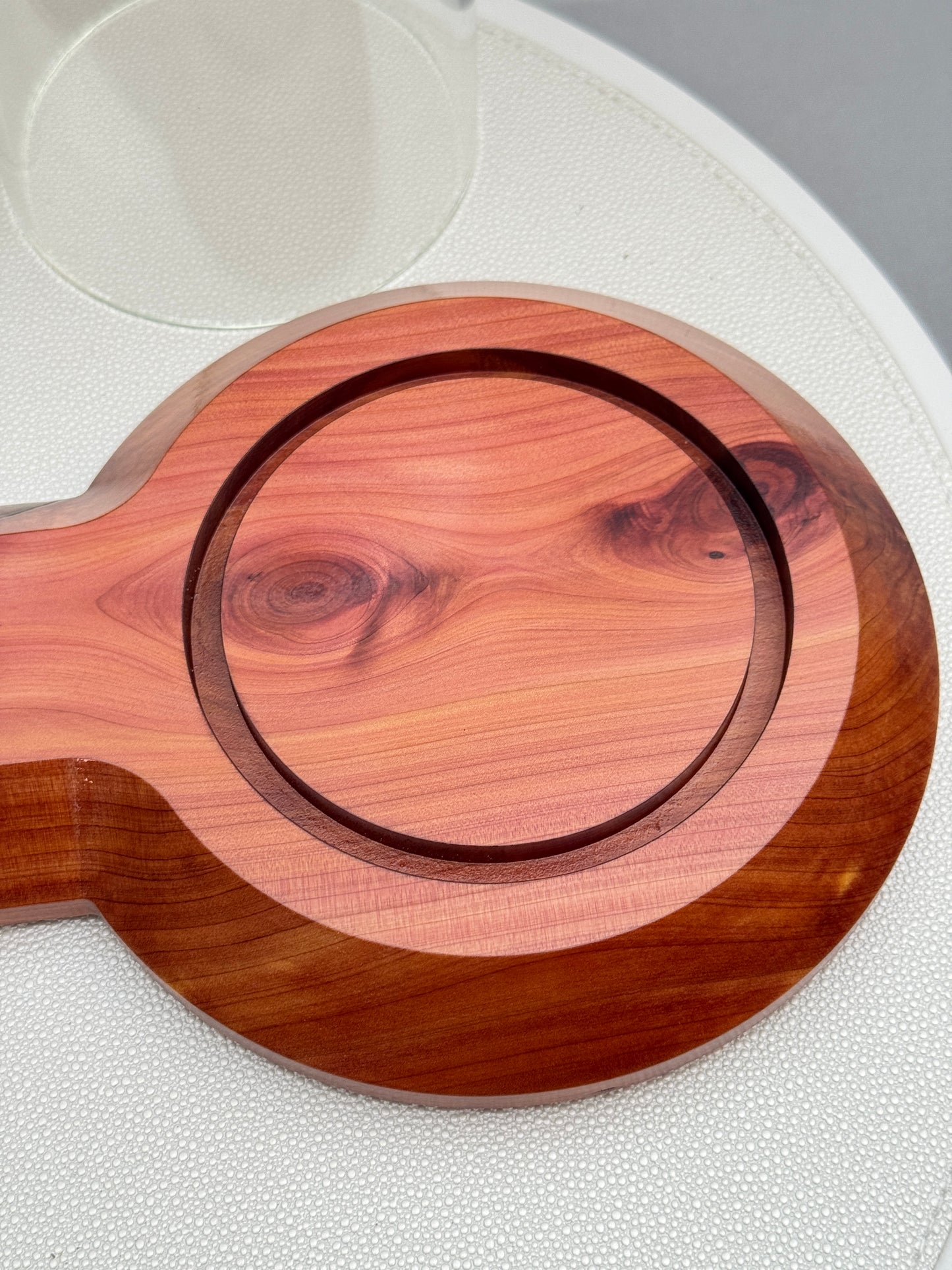 Large Cedar Showcase Display with 2 glass domes