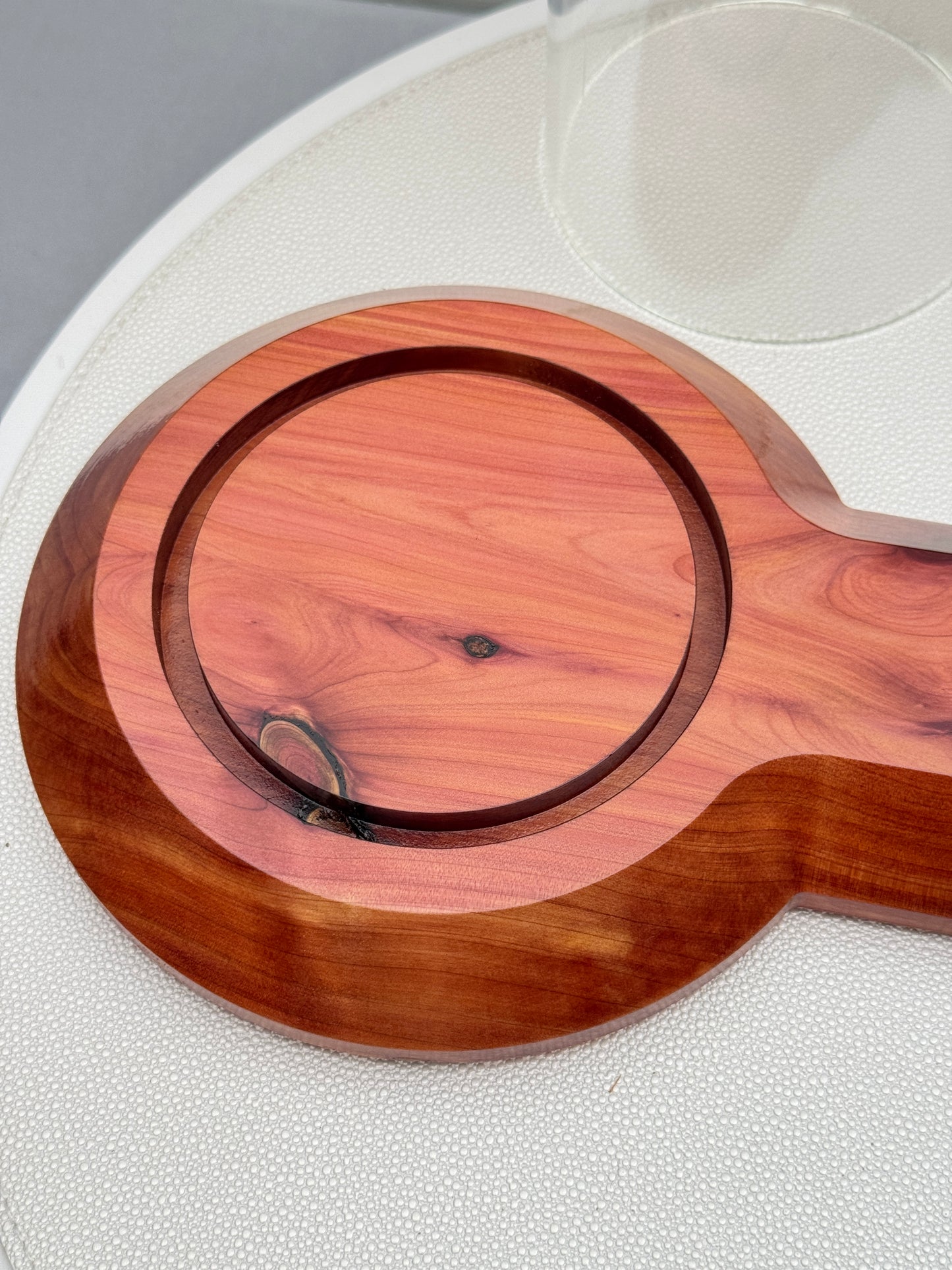 Large Cedar Showcase Display with 2 glass domes