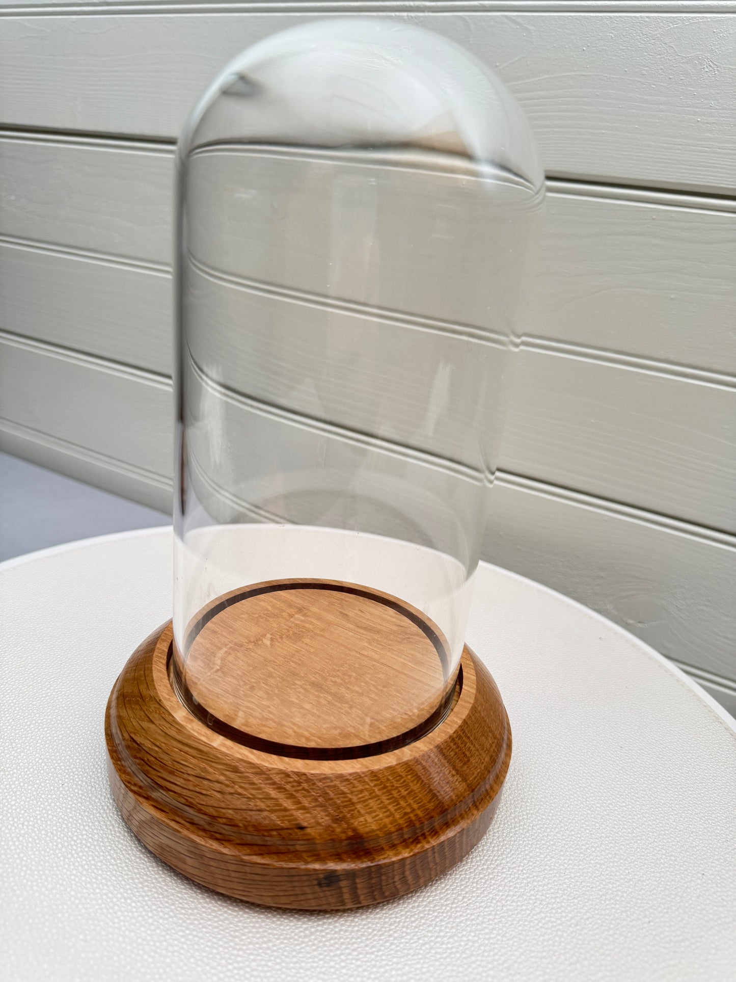 Oak Showcase Display with Glass Dome