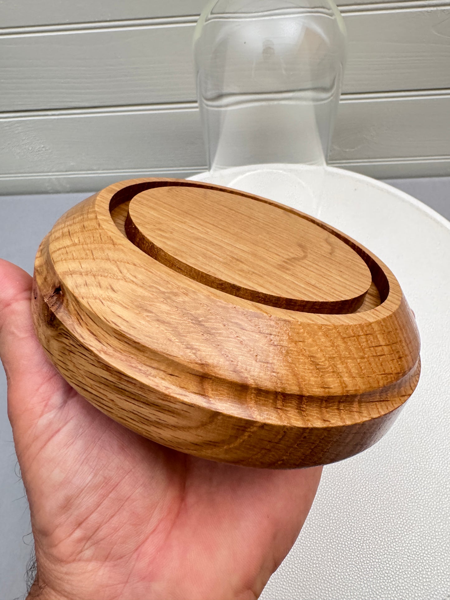 Oak Showcase Display with Glass Dome