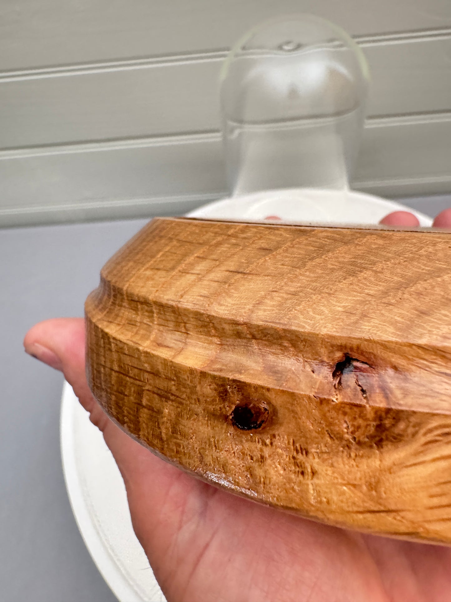 Oak Showcase Display with Glass Dome