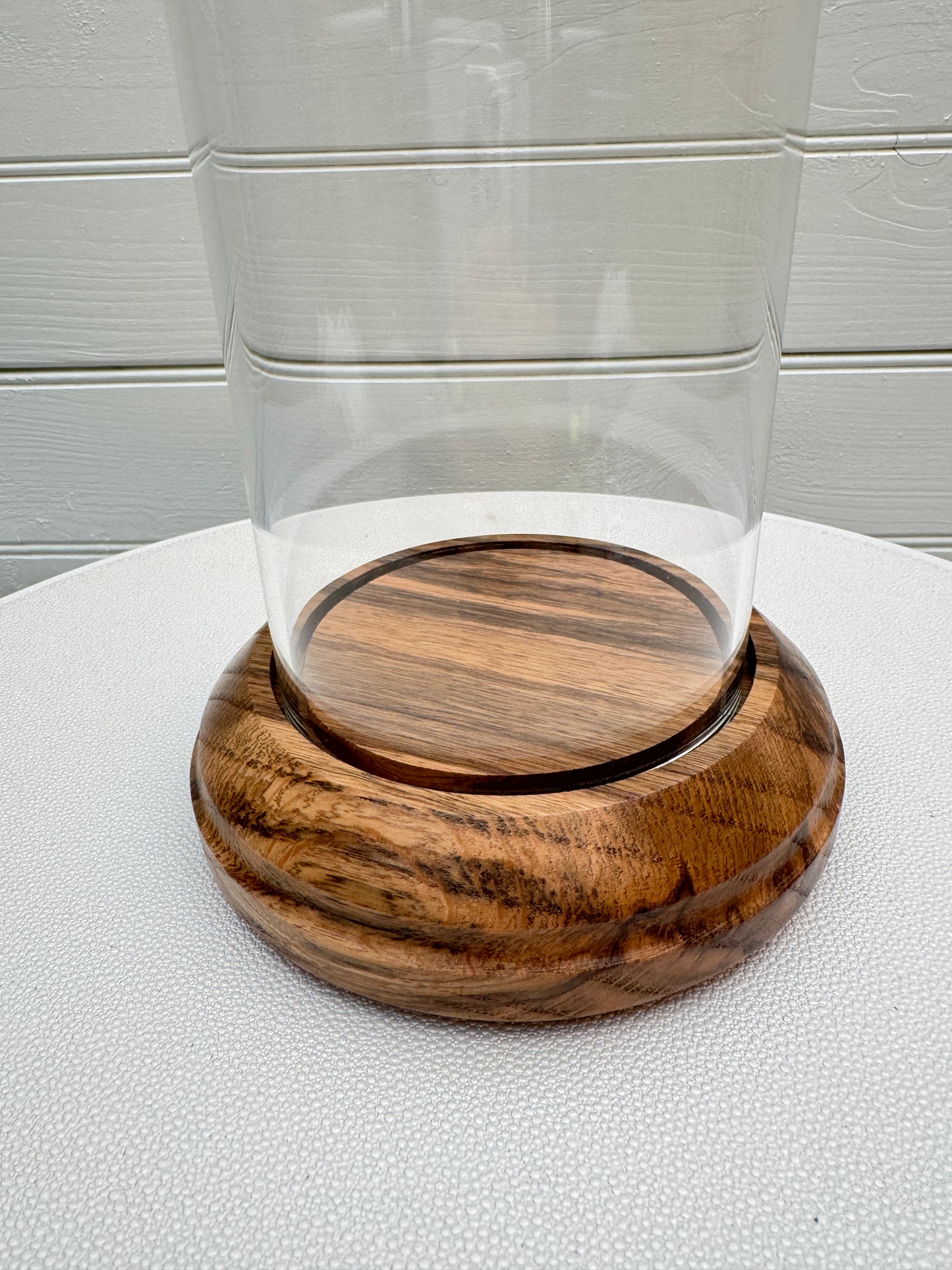 Oak Showcase Display with Glass Dome