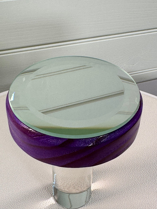 Mirrored Stand for figurines or gems. Purple.