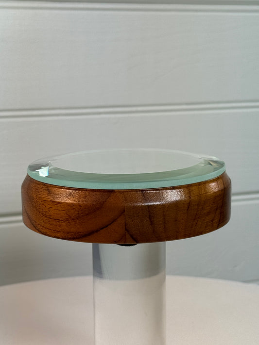 Mirrored Stand for figurines or gems. Figured wood.