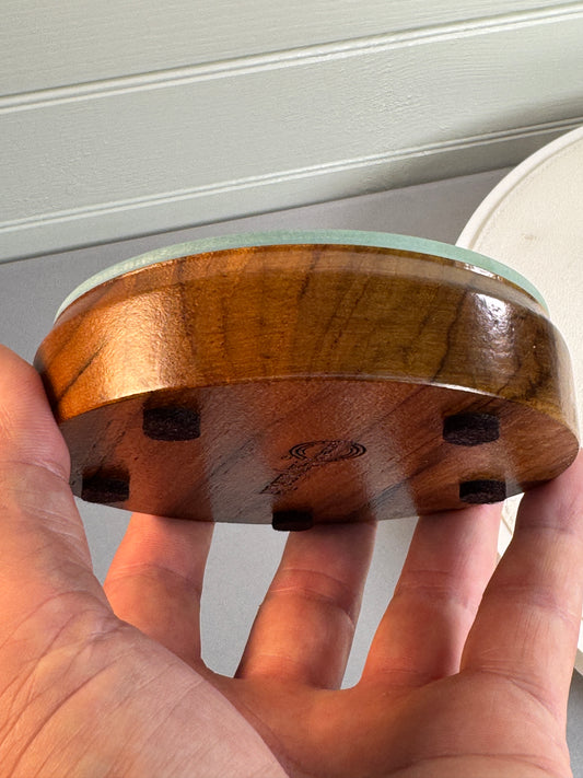 Mirrored Stand for figurines or gems. Figured wood.