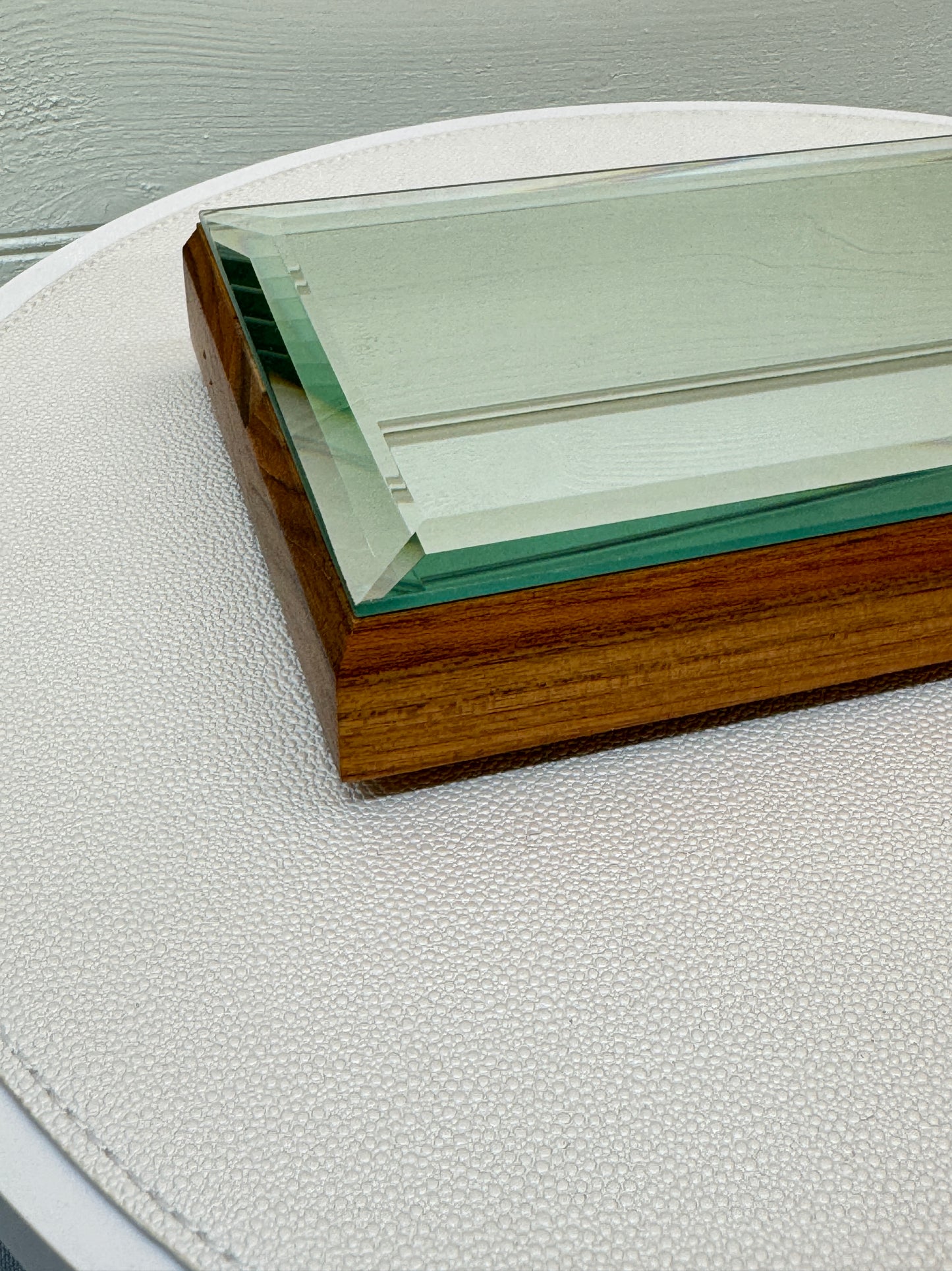 Mirrored Stand Large for figurines or gems. Figured wood.