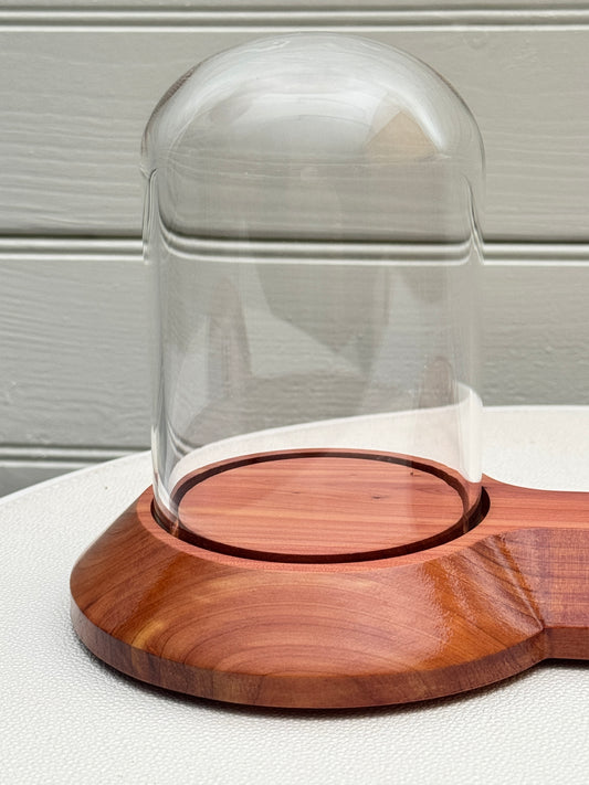 Cedar Showcase Display with 2 glass domes