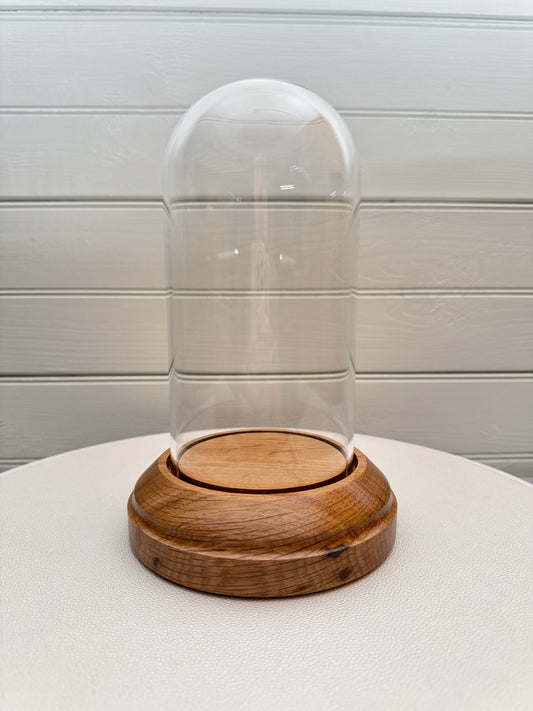 Oak Showcase Display with Glass Dome
