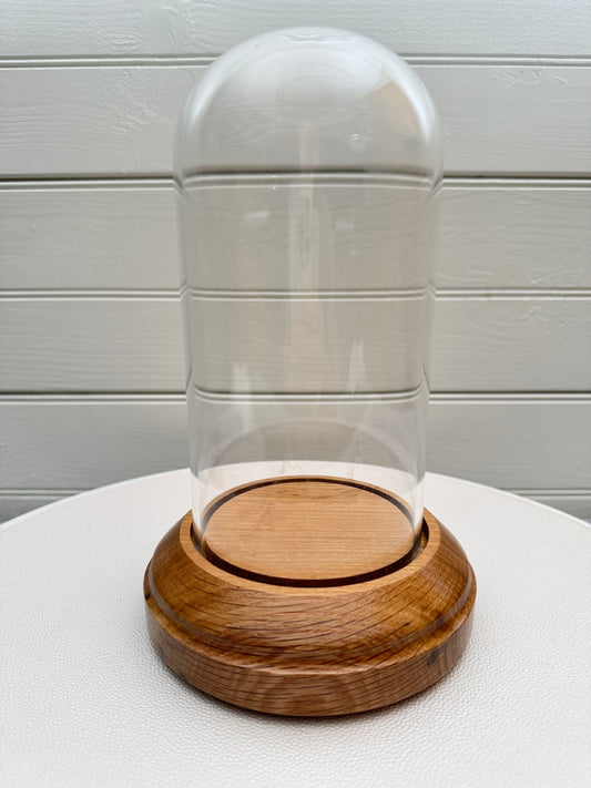 Oak Showcase Display with Glass Dome